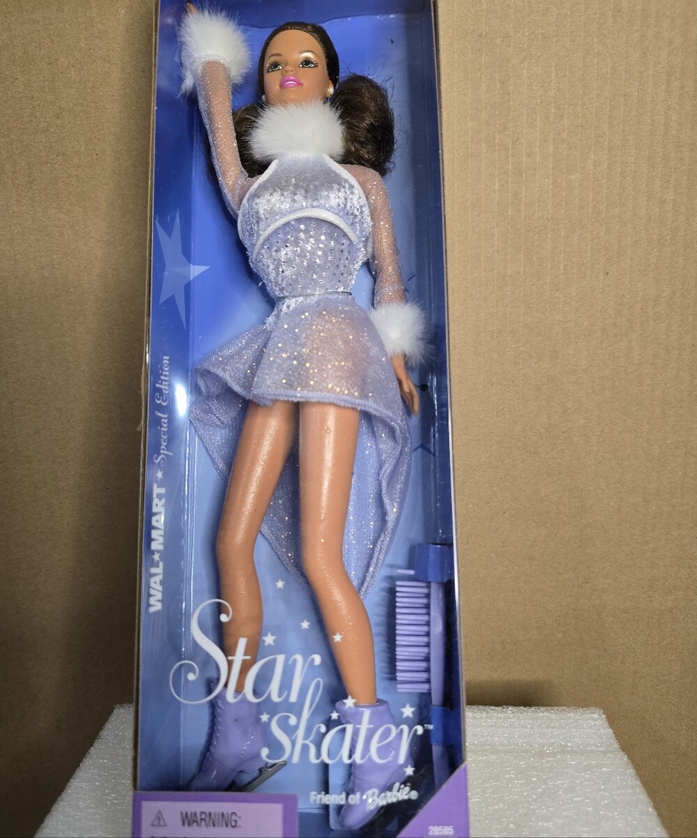 Barbie Lilac Glitter Ice Skates with White Faux Fur Trim